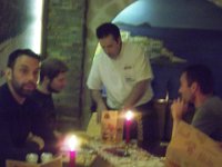IMGP1358   Vegan Darrell and Vegetarian Tom negotiate meatless Greek dished in the Alkmaar resturant